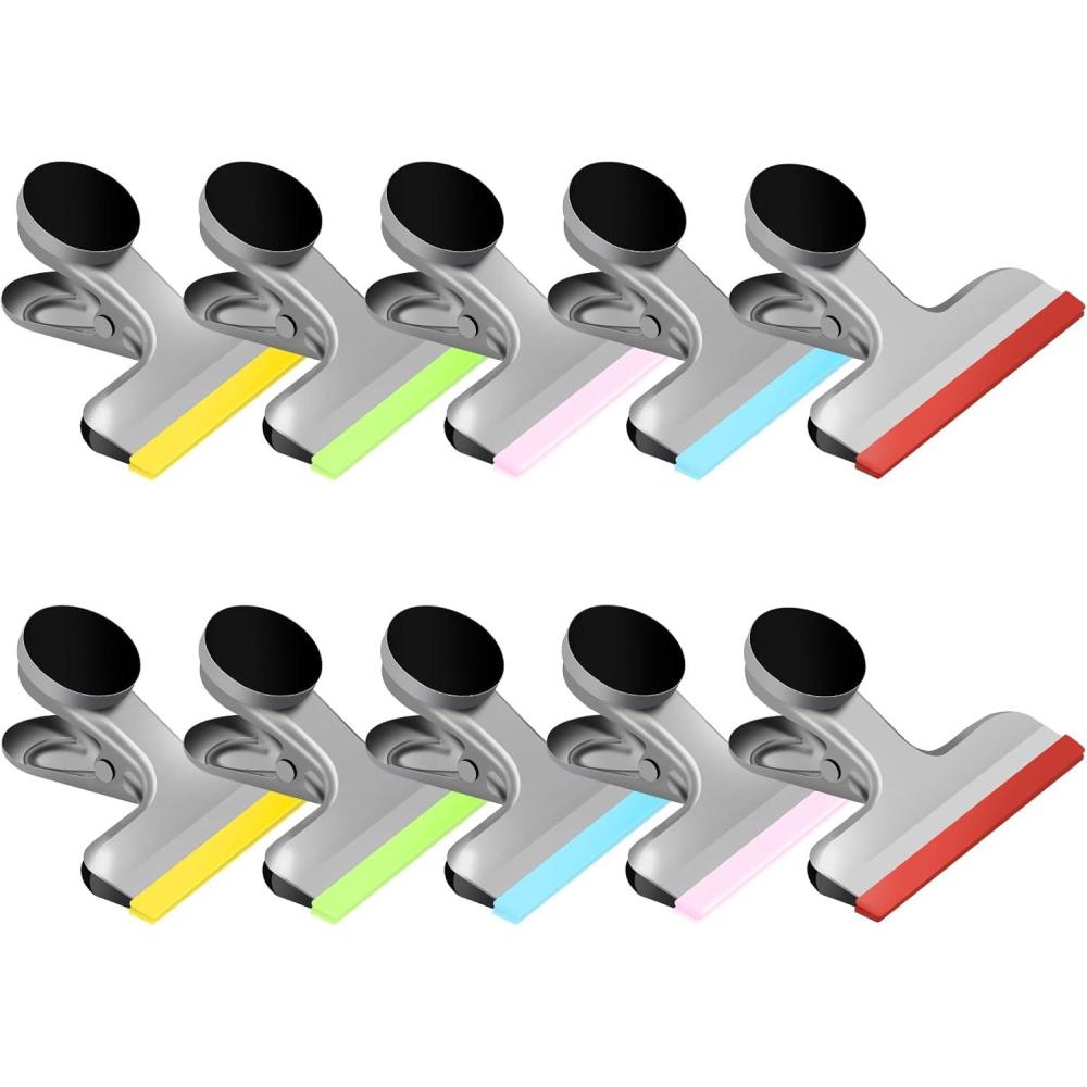image:imageHOUSE AGAIN 10 Pack Chip Clips Bag Clips Magnetic Bag Clip Covered with Silicone Chip and Bag Clips for Food Storage Heavy Duty Stainless Steel Food Clip for Snack Kitchen RefrigeratorOffice10 Pack