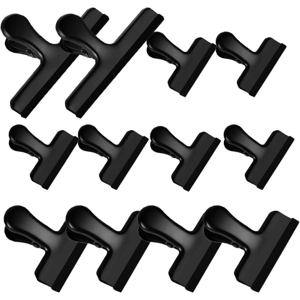image:imageHOUSE AGAIN 8 Pack Stainless Steel Chip Bag Clips Covered with Silicone  NO More Sharp Edges  Color Coded for Food Bags  Air Tight Seal Heavy Duty for Kitchen and Office 3 Inches Wide BlackBlackmix