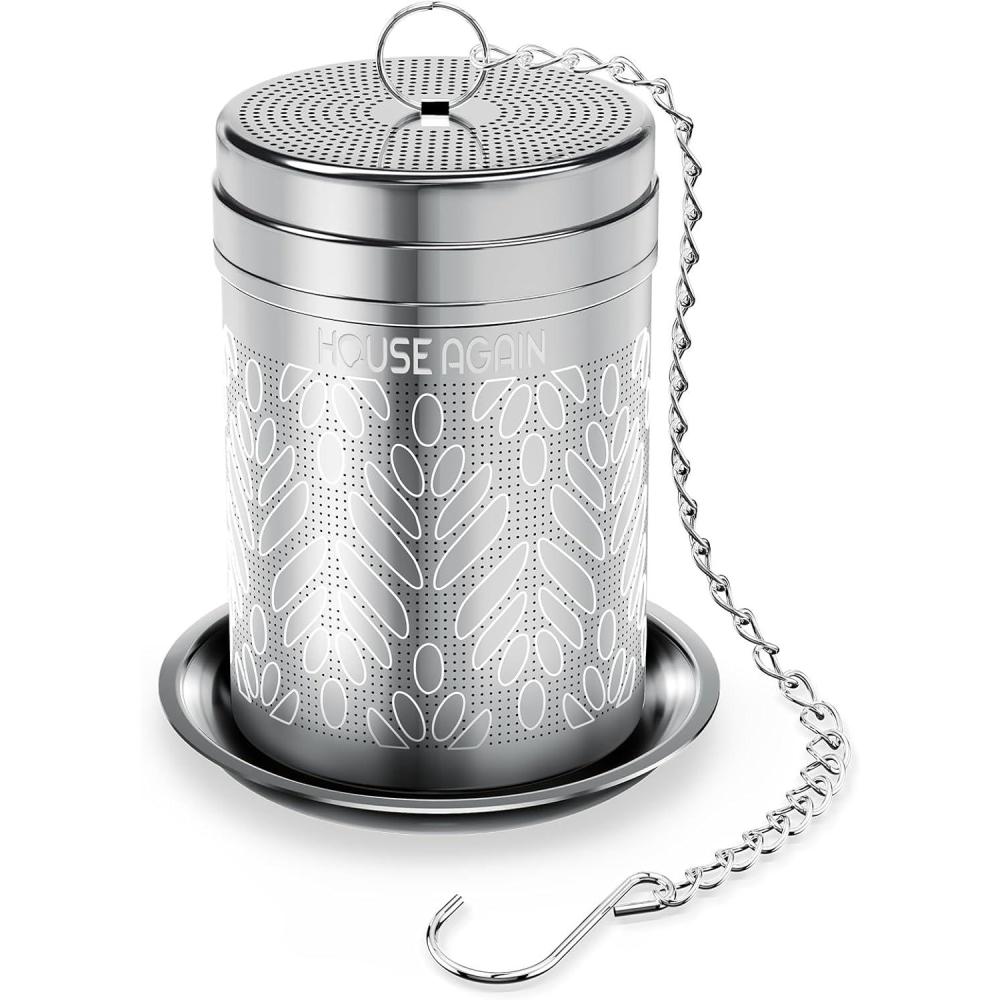 image:imageHouse Again 2 Pack Tea Infusers Extra Fine Mesh Tea Strainers for Loose Tea Updated Slim Threaded Lid amp 304 Stainless Steel Filter Bags Diffusers Loose Leaf Tea Steeper for Brew Tea SpicesWheat