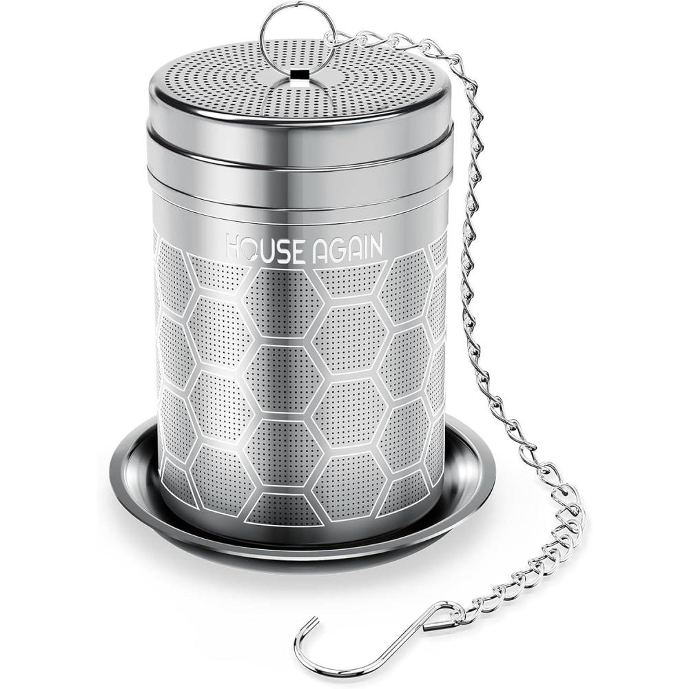 image:imageHouse Again 2 Pack Tea Infusers Extra Fine Mesh Tea Strainers for Loose Tea Updated Slim Threaded Lid amp 304 Stainless Steel Filter Bags Diffusers Loose Leaf Tea Steeper for Brew Tea SpicesHexagon