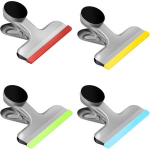 HOUSE AGAIN 10 Pack Chip Clips Bag Clips, Magnetic Bag Clip Covered with Silicone, Chip and Bag Clips for Food Storage Heavy Duty, Stainless Steel Food Clip for Snack, Kitchen, Refrigerator,Office(4 Pack)