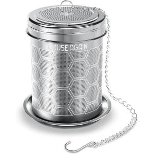 HOUSE AGAIN Tea Infuser for Loose Leaf Tea, Extra Fine Mesh Tea Strainers, 304 Stainless Steel with Chain Hook, Loose Leaf Tea Steeper for Brew Tea Spices & Seasonings, Geometric Design(1 Pack)