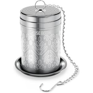 House Again 2 Pack Tea Infusers, Extra Fine Mesh Tea Strainers for Loose Tea, Updated Slim Threaded Lid & 304 Stainless Steel, Filter Bags Diffusers, Loose Leaf Tea Steeper for Brew Tea Spices(Wheat)