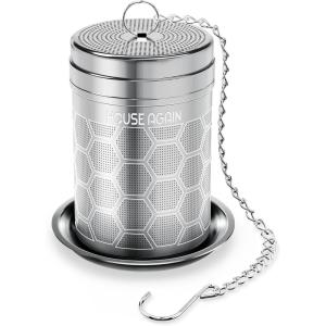 House Again 2 Pack Tea Infusers, Extra Fine Mesh Tea Strainers for Loose Tea, Updated Slim Threaded Lid & 304 Stainless Steel, Filter Bags Diffusers, Loose Leaf Tea Steeper for Brew Tea Spices(Hexagon)