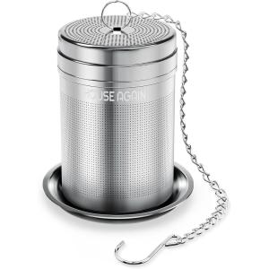 House Again 2 Pack Tea Infusers, Extra Fine Mesh Tea Strainers for Loose Tea, Updated Slim Threaded Lid & 304 Stainless Steel, Filter Bags Diffusers, Loose Leaf Tea Steeper for Brew Tea Spices(Plain)