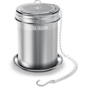 House Again Tea Infuser (2 Pack, Large + Small), Extra Fine Mesh Tea Strainers for Loose Tea, 18/8 Stainless Steel Tea Strainer with Extended Chain Hook, Tea Steeper(Small x 1)