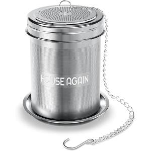 House Again Tea Infuser (2 Pack, Large + Small), Extra Fine Mesh Tea Strainers for Loose Tea, 18/8 Stainless Steel Tea Strainer with Extended Chain Hook, Tea Steeper(Large x 1)