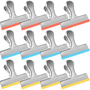 HOUSE AGAIN 6 Pack Stainless Steel Chip Bag Clips Covered with Silicone – NO More Sharp Edges – Color Coded for Food Bags – Air Tight Seal, Heavy Duty for Kitchen and Office, 3 Inches, Red,Yellow,Blue(Silver-small)