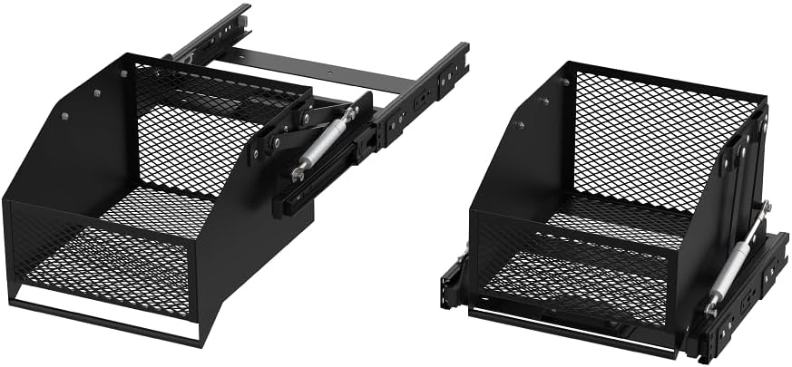 image:imageHOUSE AGAIN PullDown Cabinet Organizer for HighDeep Cabinets Drop Down Spice Rack 126 Out amp 18 Down Dual Install Screw3M Tape Fits Frameless for Spices Snacks and Small Bottles Black