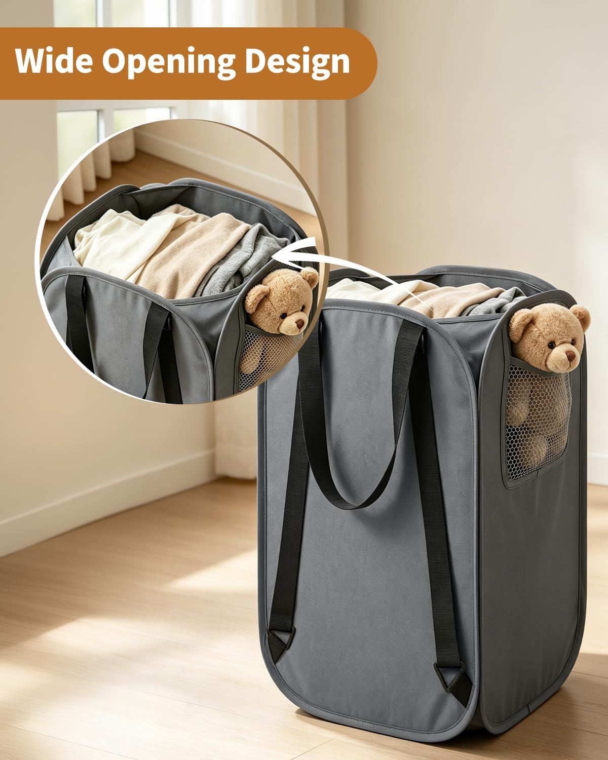 image:imageLaundry Bag House Again 2Pack 76L Heavy Duty Laundry HamperLaundry Backpack 210D Oxford Cloth with Mesh Pocket amp Sturdy Adjustable Shoulder Straps Easy to Open and Fold for College GreyGreyBackpack