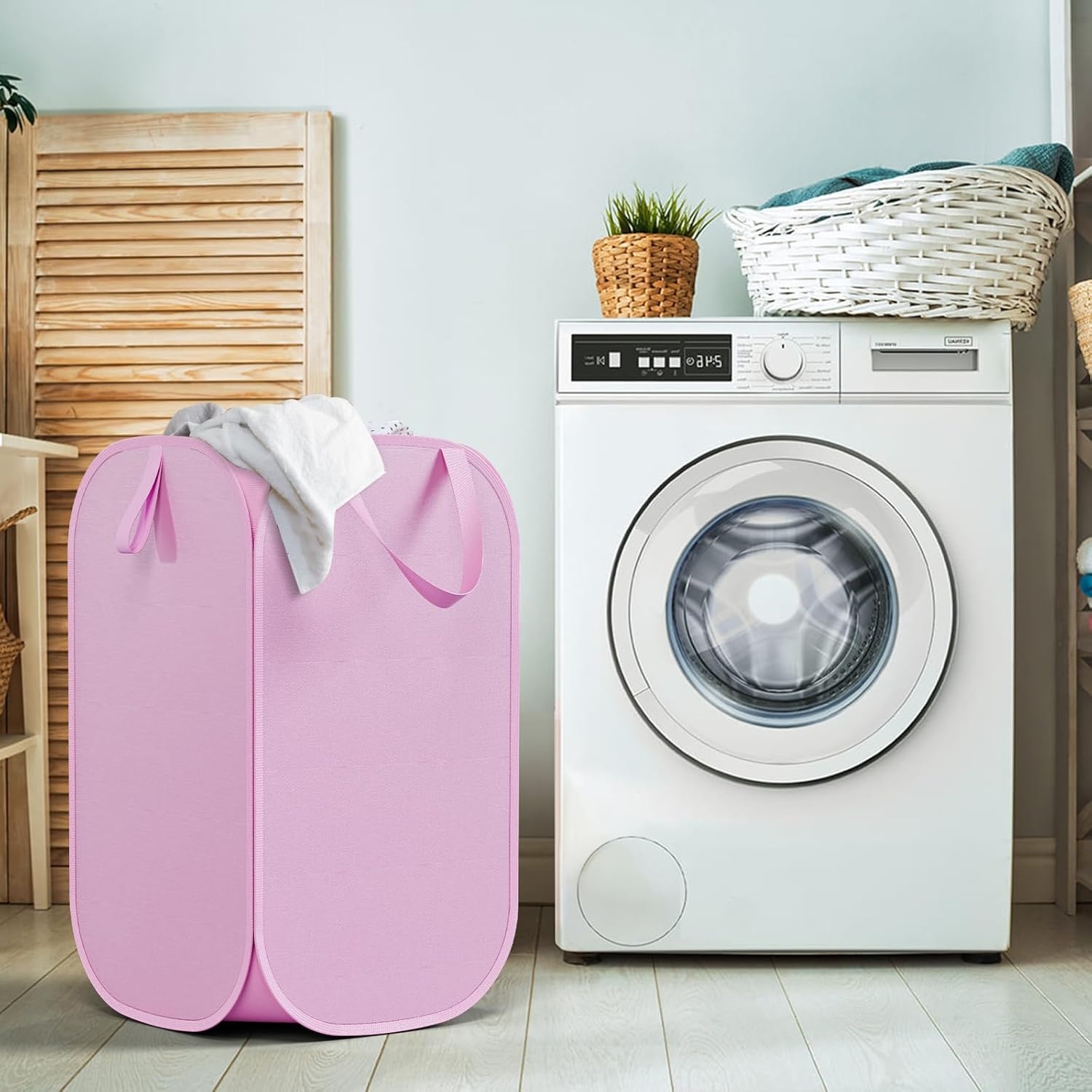image:imageLaundry Bag House Again 2Pack 76L Heavy Duty Laundry HamperLaundry Backpack 210D Oxford Cloth with Mesh Pocket amp Sturdy Adjustable Shoulder Straps Easy to Open and Fold for College Greypink