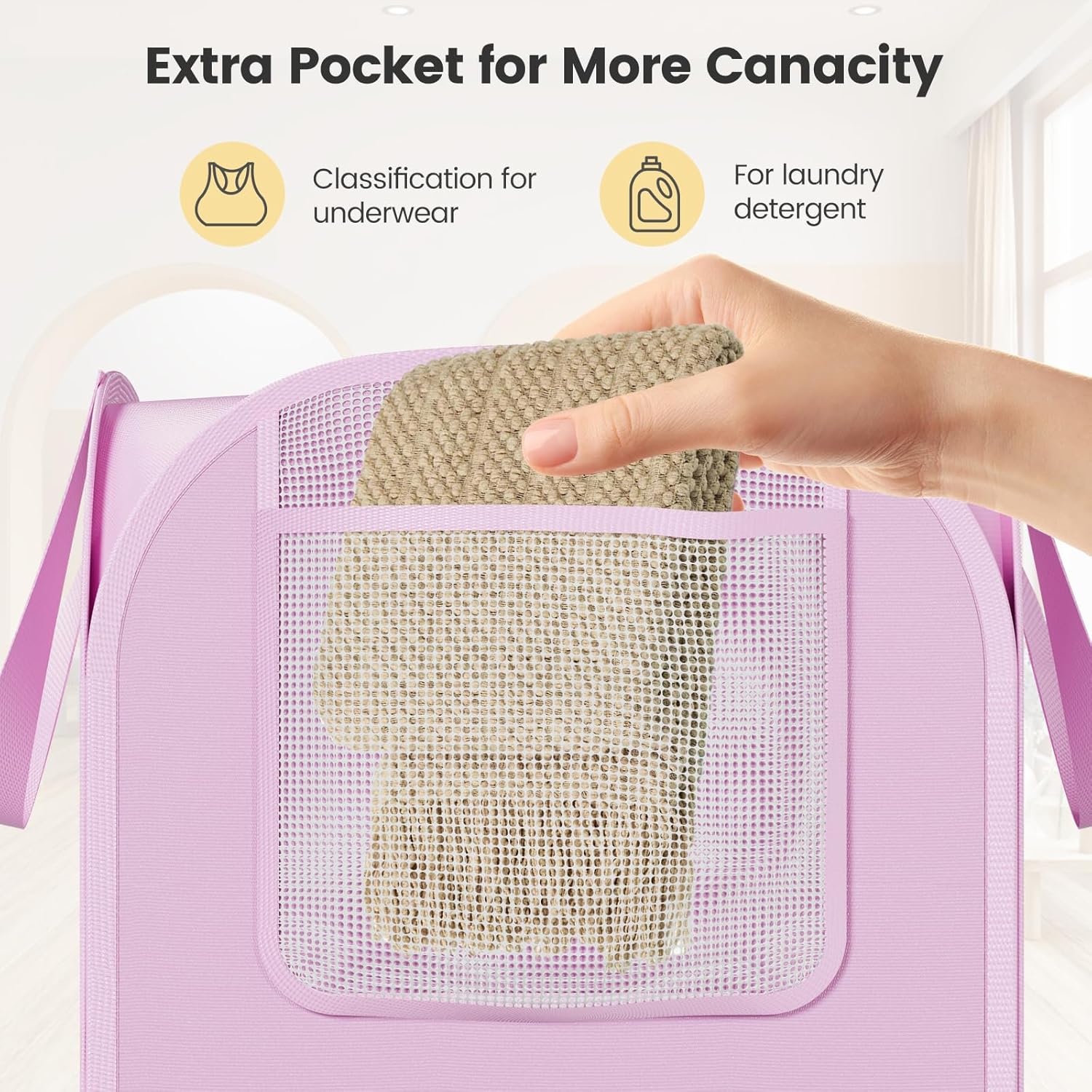 image:imageLaundry Bag House Again 2Pack 76L Heavy Duty Laundry HamperLaundry Backpack 210D Oxford Cloth with Mesh Pocket amp Sturdy Adjustable Shoulder Straps Easy to Open and Fold for College Greypink