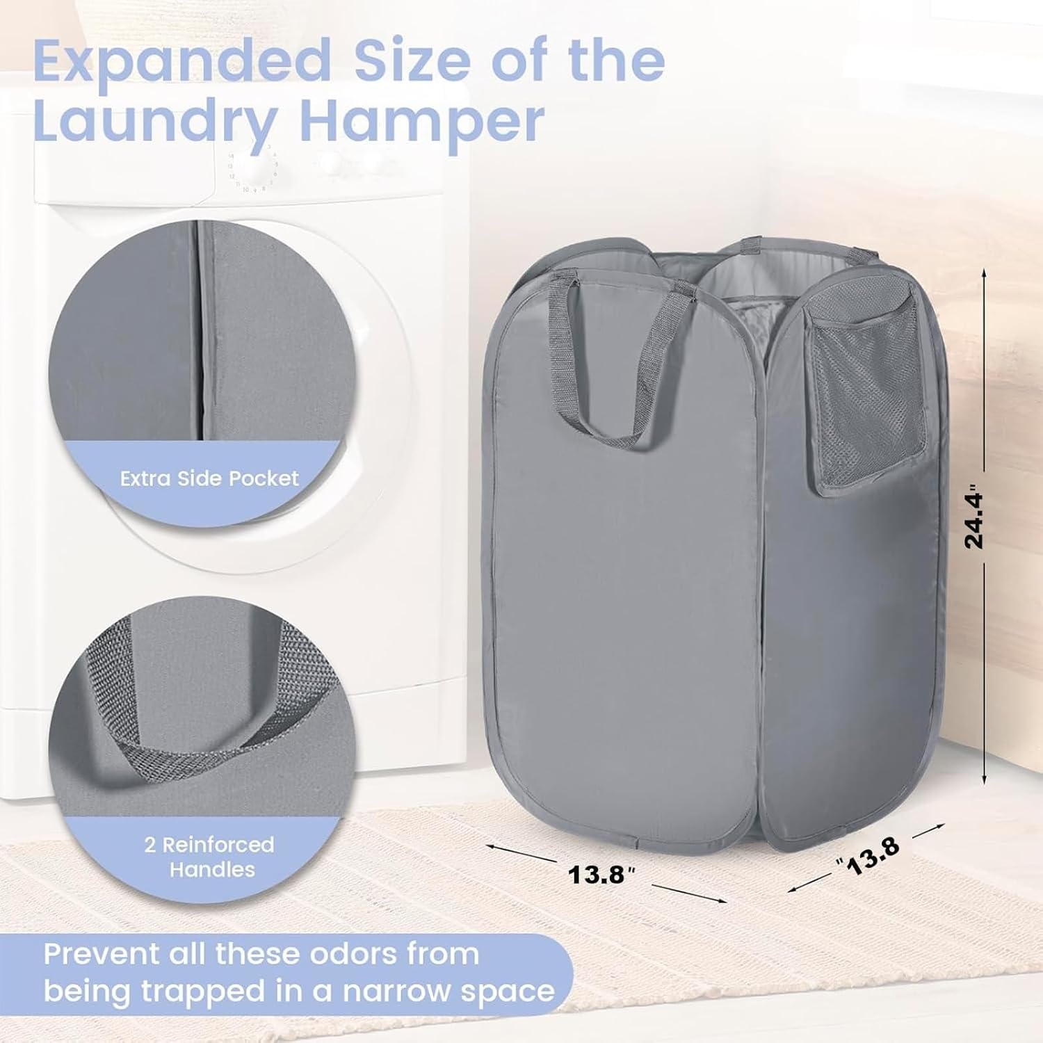 image:imageLaundry Bag House Again 2Pack 76L Heavy Duty Laundry HamperLaundry Backpack 210D Oxford Cloth with Mesh Pocket amp Sturdy Adjustable Shoulder Straps Easy to Open and Fold for College GreyGrey