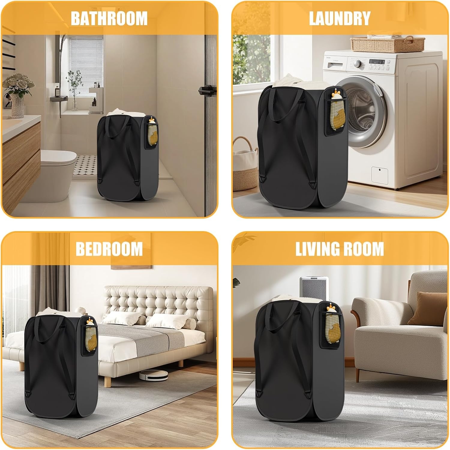 image:imageLaundry Bag House Again 2Pack 76L Heavy Duty Laundry HamperLaundry Backpack 210D Oxford Cloth with Mesh Pocket amp Sturdy Adjustable Shoulder Straps Easy to Open and Fold for College GreyBlackBackpack