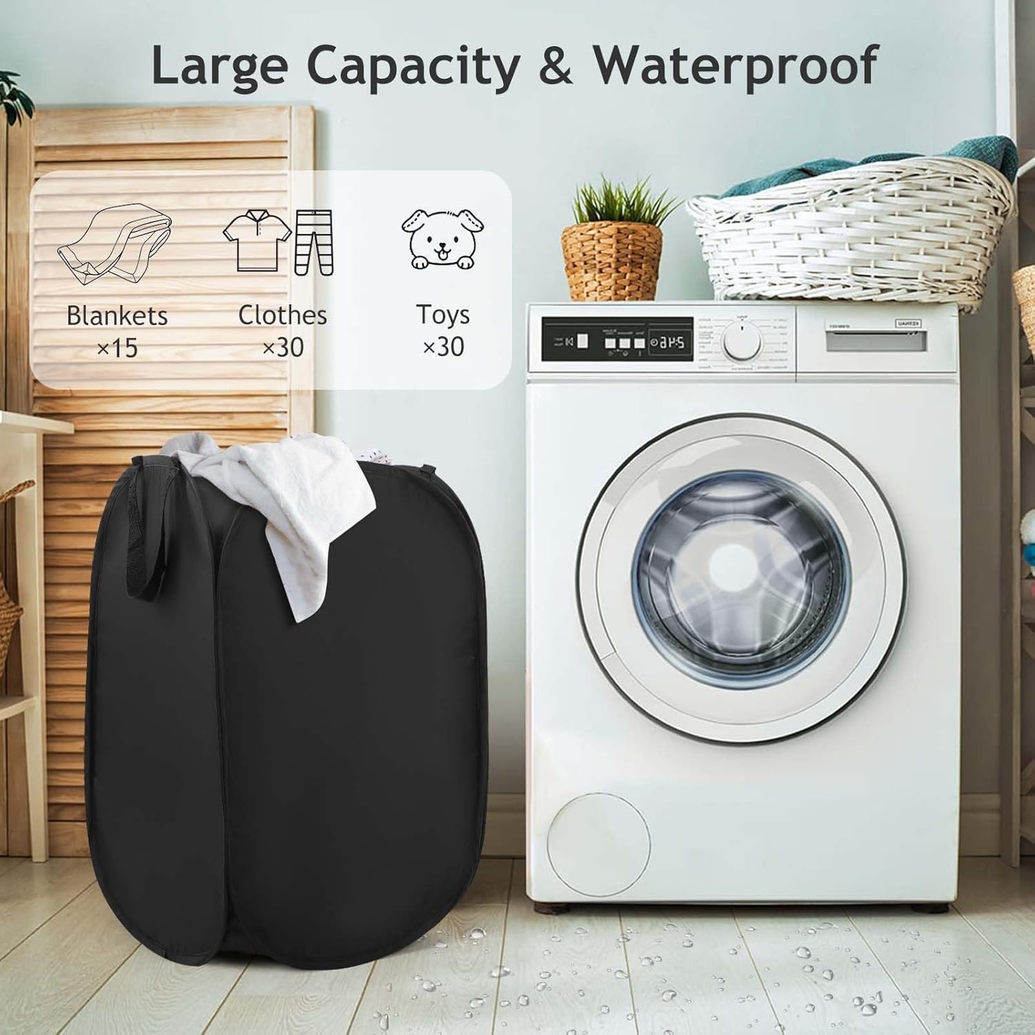 image:imageLaundry Bag House Again 2Pack 76L Heavy Duty Laundry HamperLaundry Backpack 210D Oxford Cloth with Mesh Pocket amp Sturdy Adjustable Shoulder Straps Easy to Open and Fold for College GreyBlack