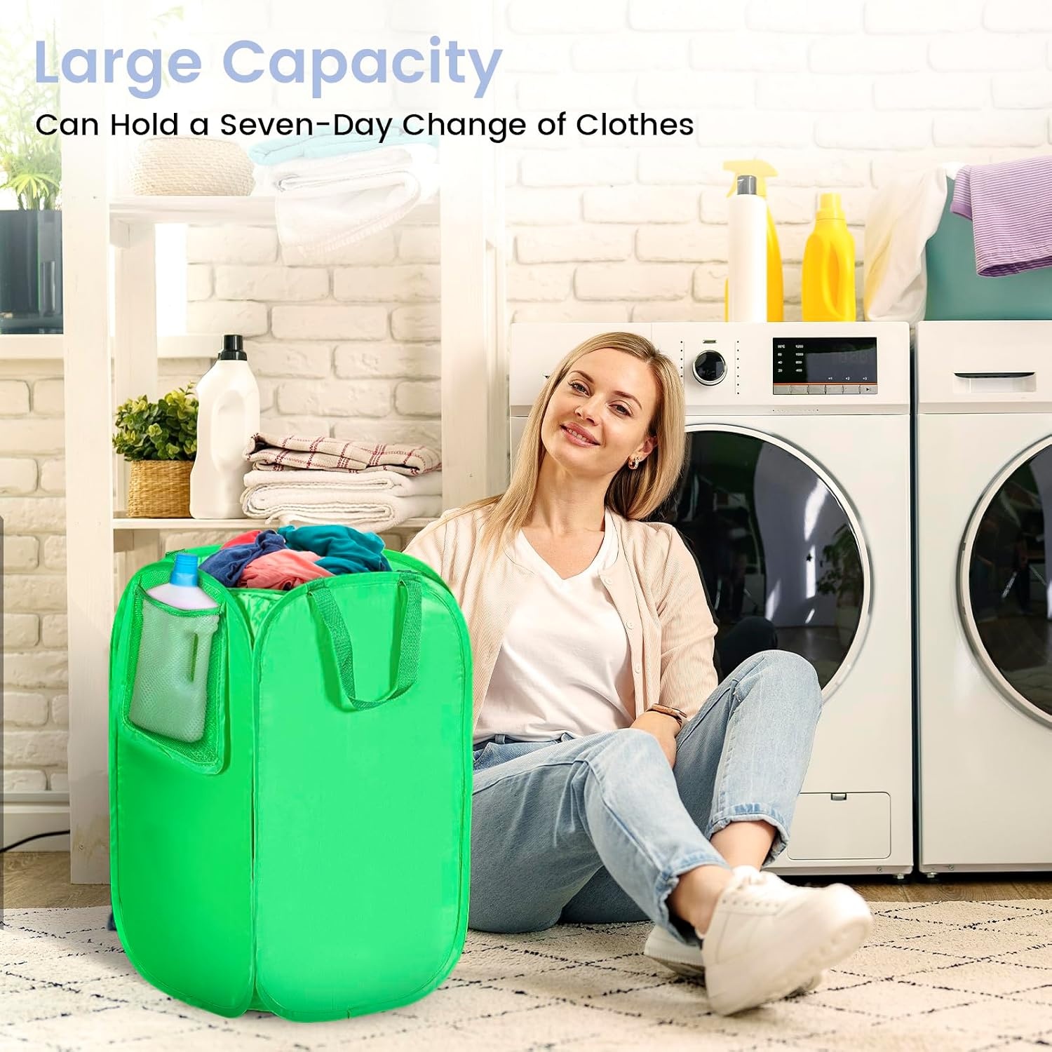 image:imageLaundry Bag House Again 2Pack 76L Heavy Duty Laundry HamperLaundry Backpack 210D Oxford Cloth with Mesh Pocket amp Sturdy Adjustable Shoulder Straps Easy to Open and Fold for College GreyGreen