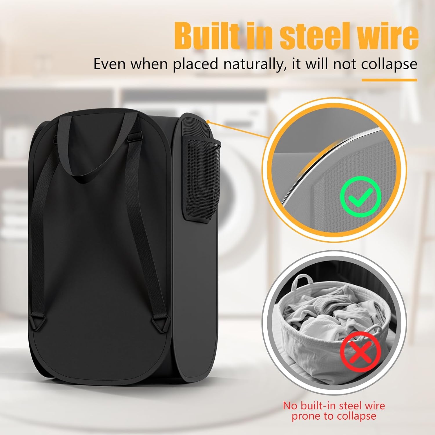 image:imageLaundry Bag House Again 2Pack 76L Heavy Duty Laundry HamperLaundry Backpack 210D Oxford Cloth with Mesh Pocket amp Sturdy Adjustable Shoulder Straps Easy to Open and Fold for College GreyBlackBackpack