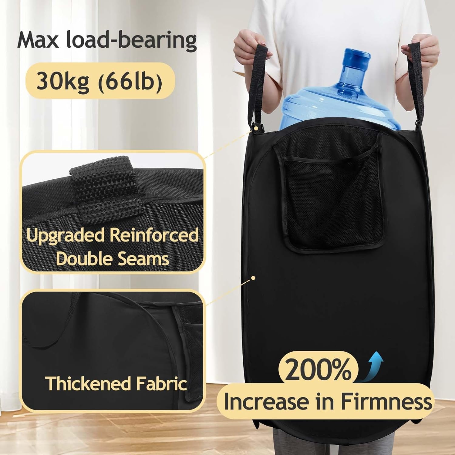 image:imageLaundry Bag House Again 2Pack 76L Heavy Duty Laundry HamperLaundry Backpack 210D Oxford Cloth with Mesh Pocket amp Sturdy Adjustable Shoulder Straps Easy to Open and Fold for College GreyBlack