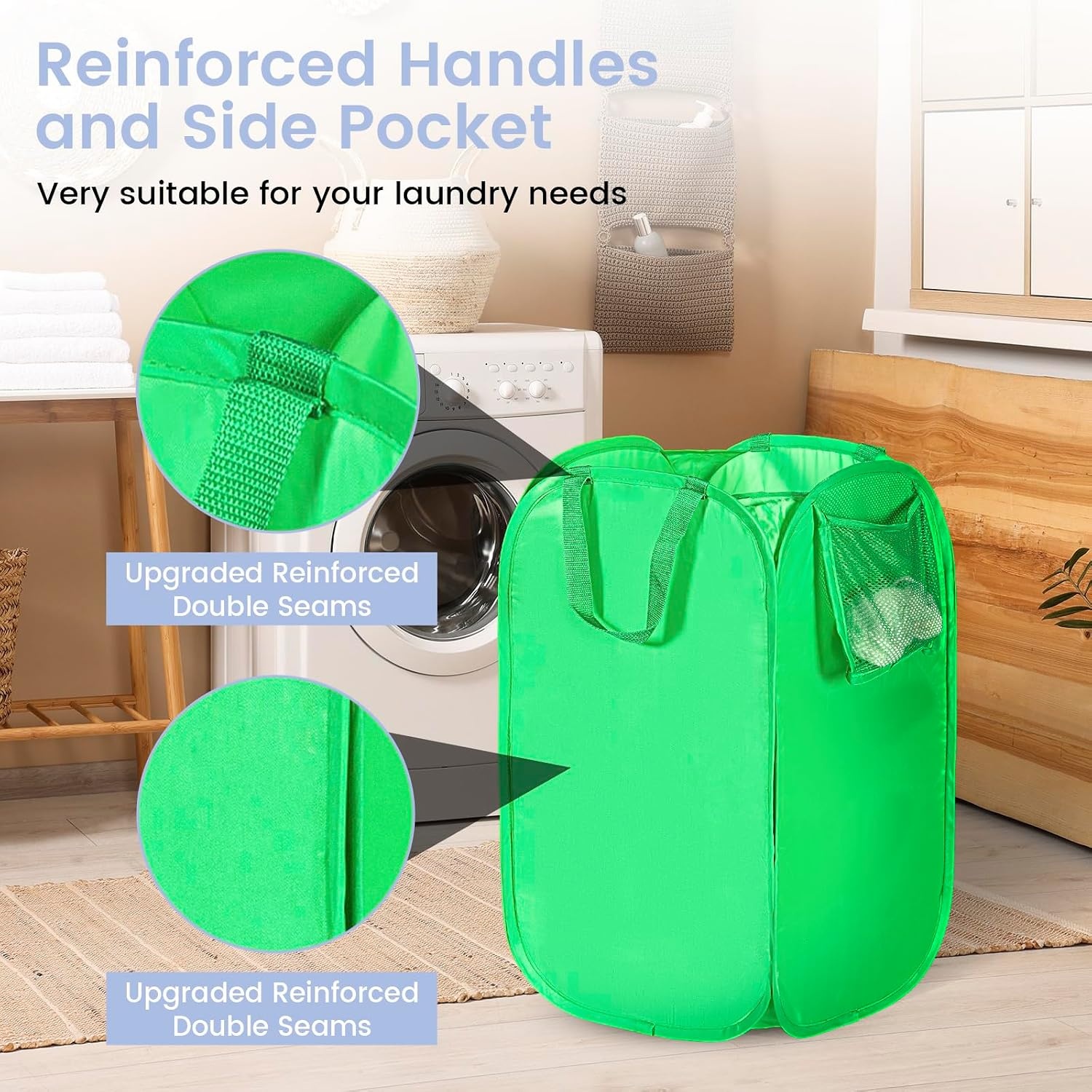 image:imageLaundry Bag House Again 2Pack 76L Heavy Duty Laundry HamperLaundry Backpack 210D Oxford Cloth with Mesh Pocket amp Sturdy Adjustable Shoulder Straps Easy to Open and Fold for College GreyGreen