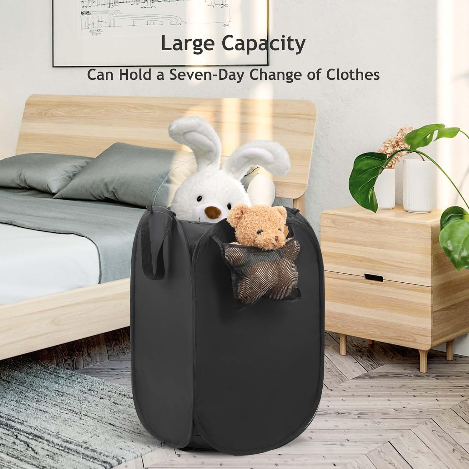 image:imageLaundry Bag House Again 2Pack 76L Heavy Duty Laundry HamperLaundry Backpack 210D Oxford Cloth with Mesh Pocket amp Sturdy Adjustable Shoulder Straps Easy to Open and Fold for College GreyBlack