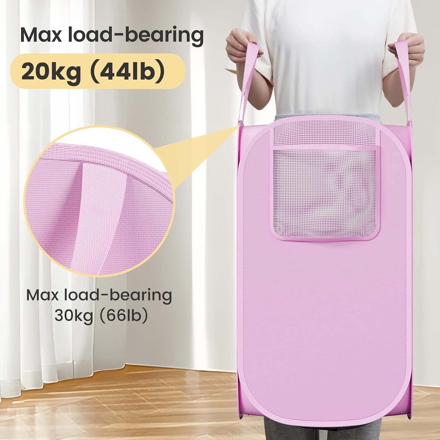 image:imageLaundry Bag House Again 2Pack 76L Heavy Duty Laundry HamperLaundry Backpack 210D Oxford Cloth with Mesh Pocket amp Sturdy Adjustable Shoulder Straps Easy to Open and Fold for College Greypink