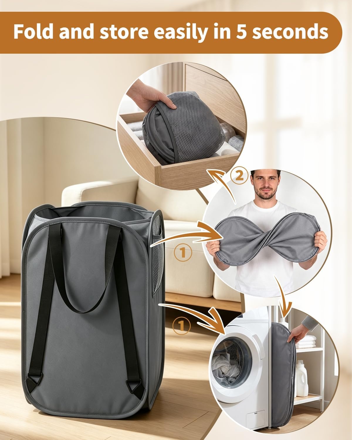 image:imageLaundry Bag House Again 2Pack 76L Heavy Duty Laundry HamperLaundry Backpack 210D Oxford Cloth with Mesh Pocket amp Sturdy Adjustable Shoulder Straps Easy to Open and Fold for College GreyGreyBackpack