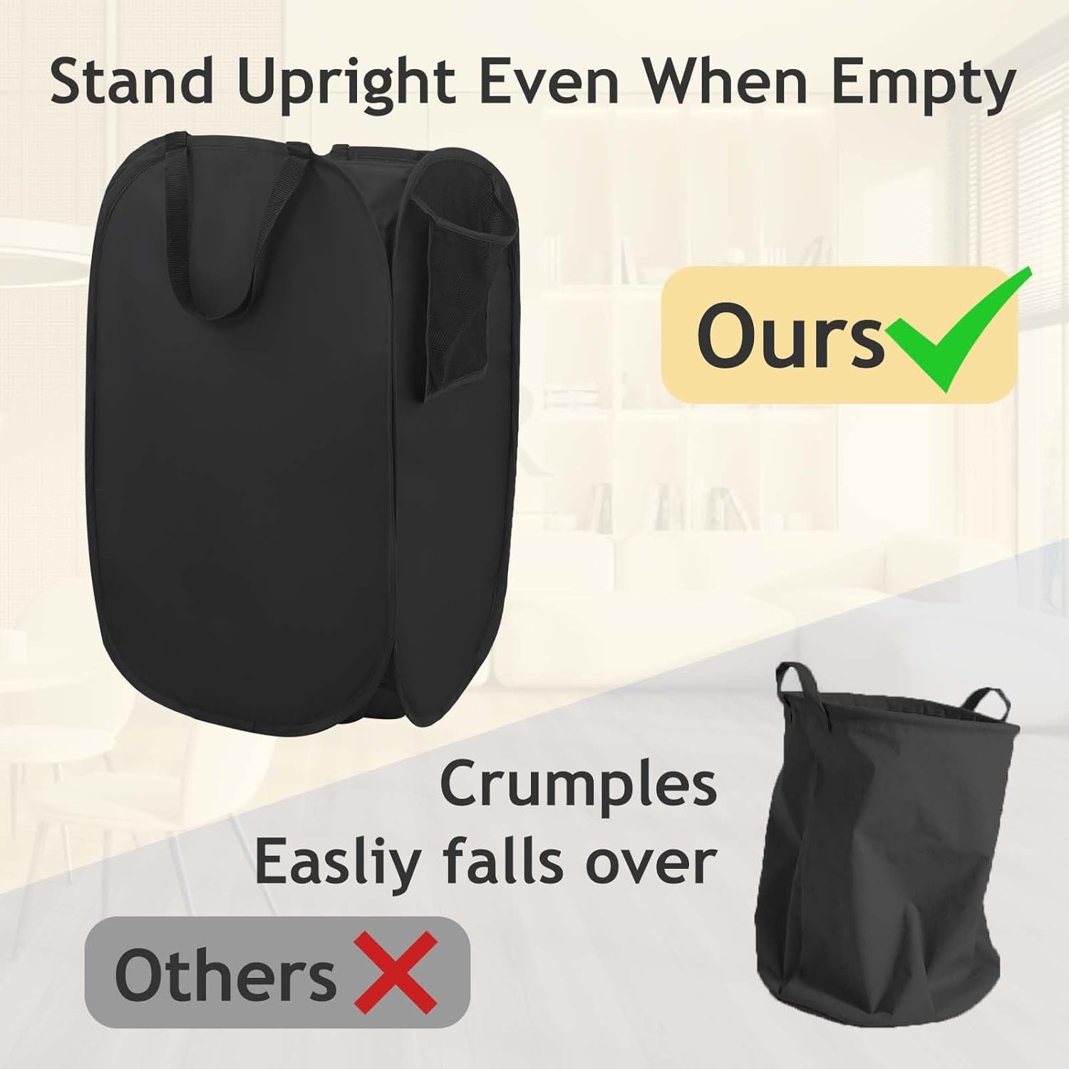 image:imageLaundry Bag House Again 2Pack 76L Heavy Duty Laundry HamperLaundry Backpack 210D Oxford Cloth with Mesh Pocket amp Sturdy Adjustable Shoulder Straps Easy to Open and Fold for College GreyBlack