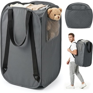 Laundry Bag – House Again 2Pack 76L Heavy Duty Laundry Hamper,Laundry Backpack, 210D Oxford Cloth with Mesh Pocket & Sturdy Adjustable Shoulder Straps, Easy to Open and Fold for College, Grey(Grey-Backpack)